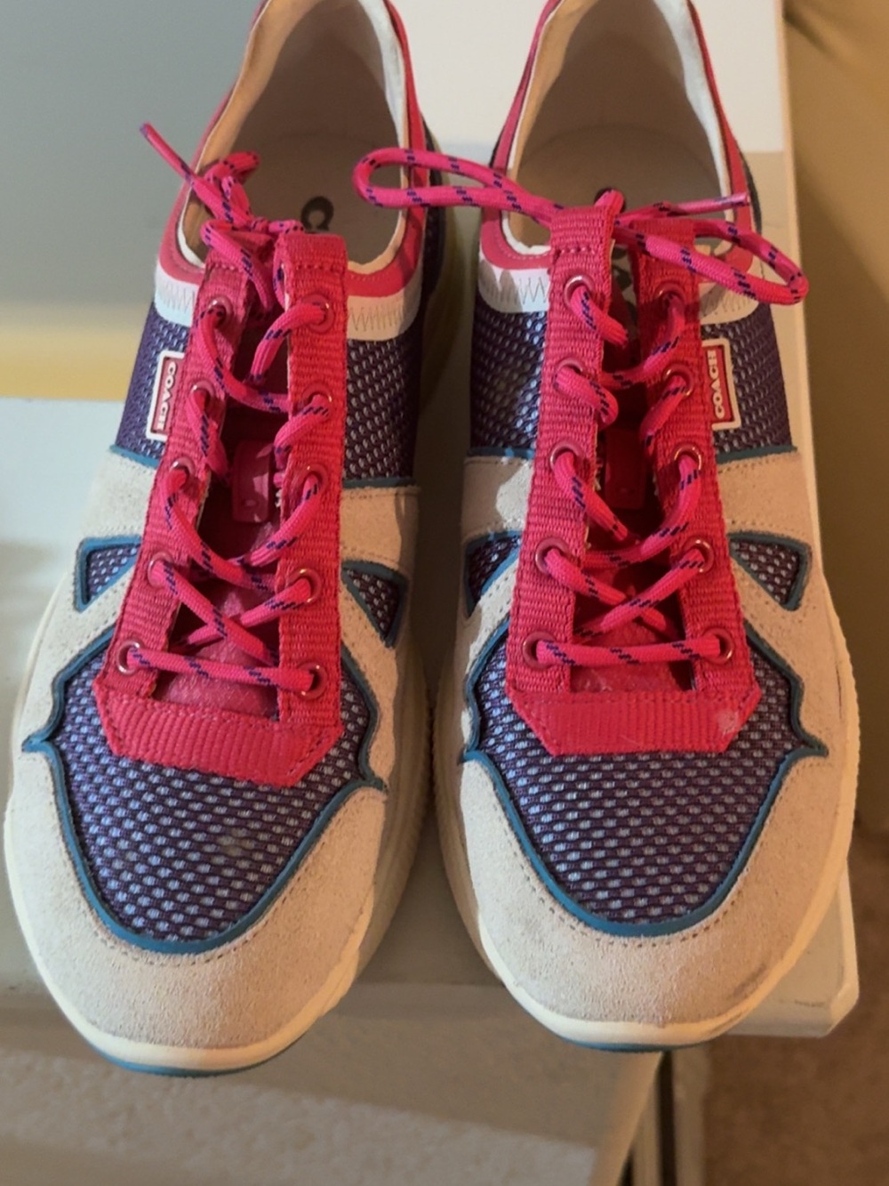 Coach Women’s Pink and Purple Lace-Up Sneakers
